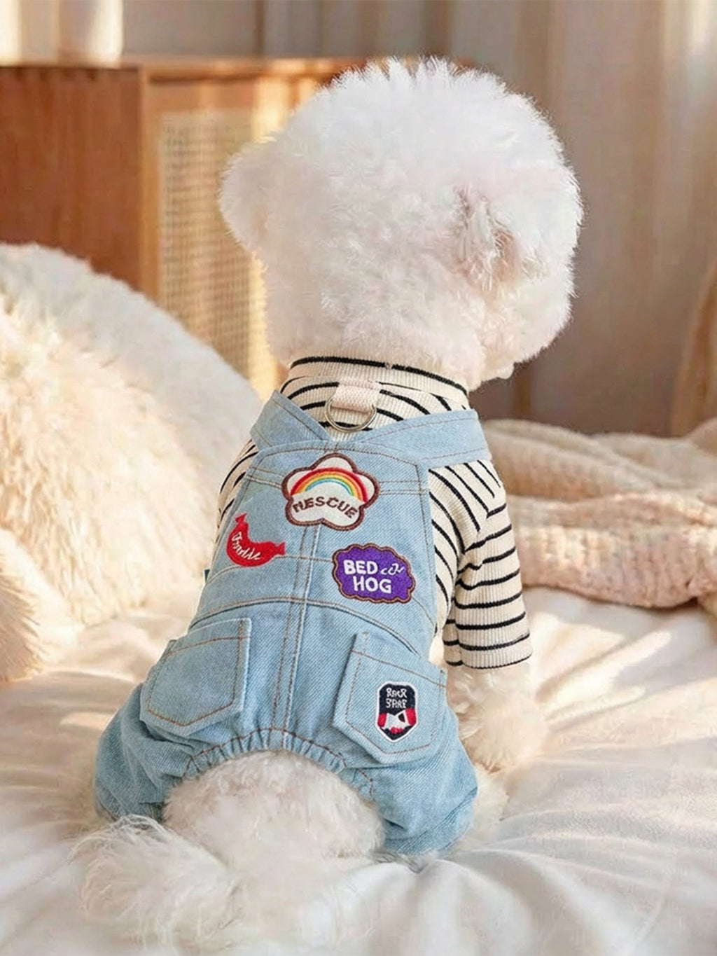 Denim Patchwork Pet Jumpsuit