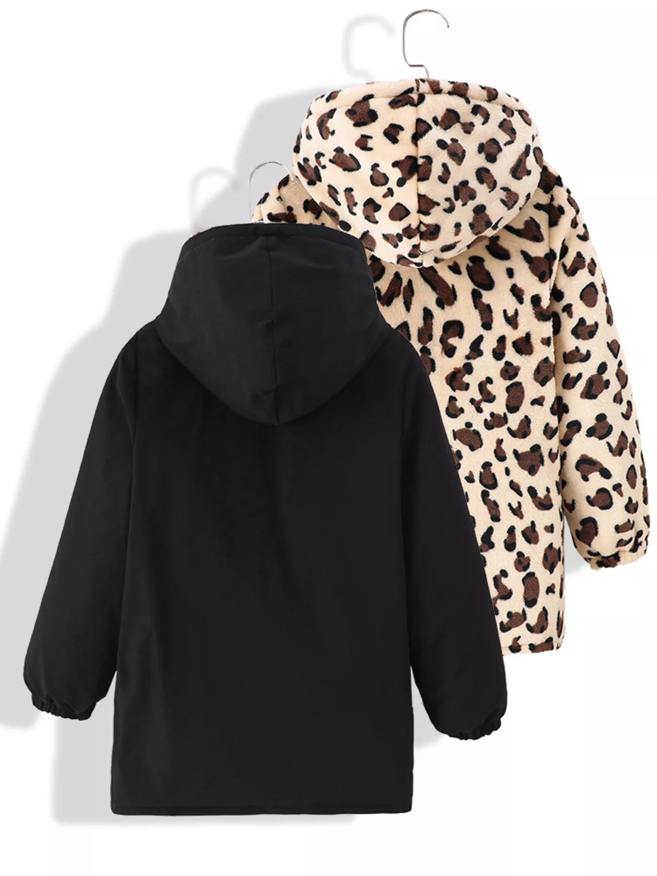 Children's Hooded Leopard Lined Warm Jacket