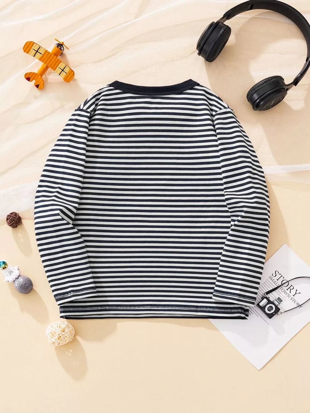 Children's Striped Helicopter Long Sleeve T-Shirt