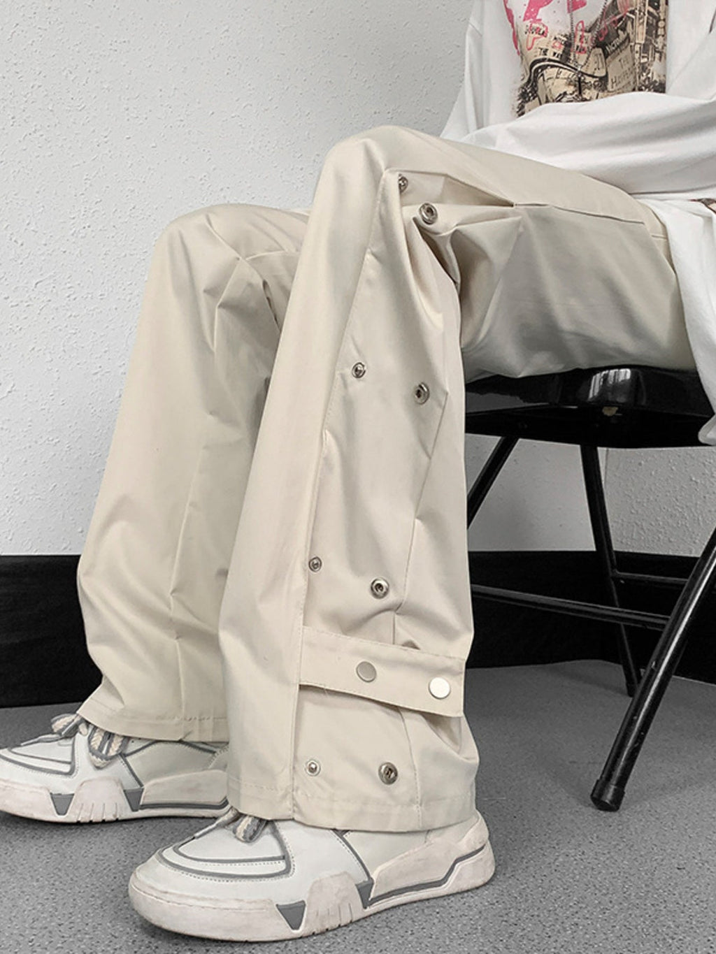 Men's Plus Size Snap Button Decor Loose Fit Pants
