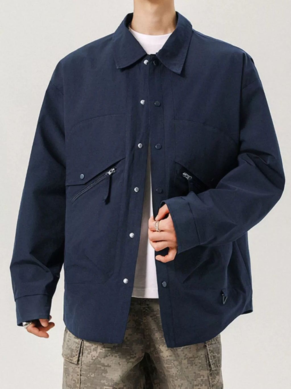 Men's Plus Size Casual Snap-Down Jacket
