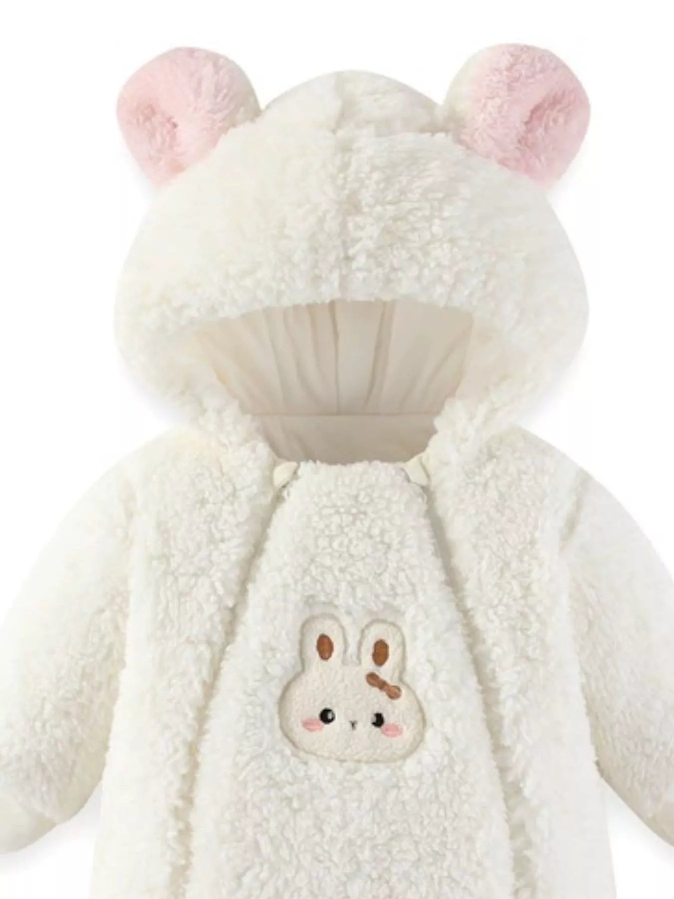 Cute Bunny Hooded Fleece One-Piece
