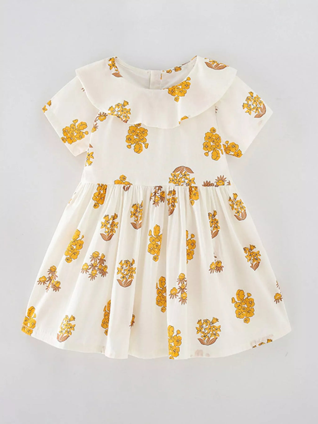 Children's Floral Print Ruffle Collar Dress