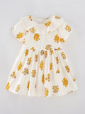 Children's Floral Print Ruffle Collar Dress