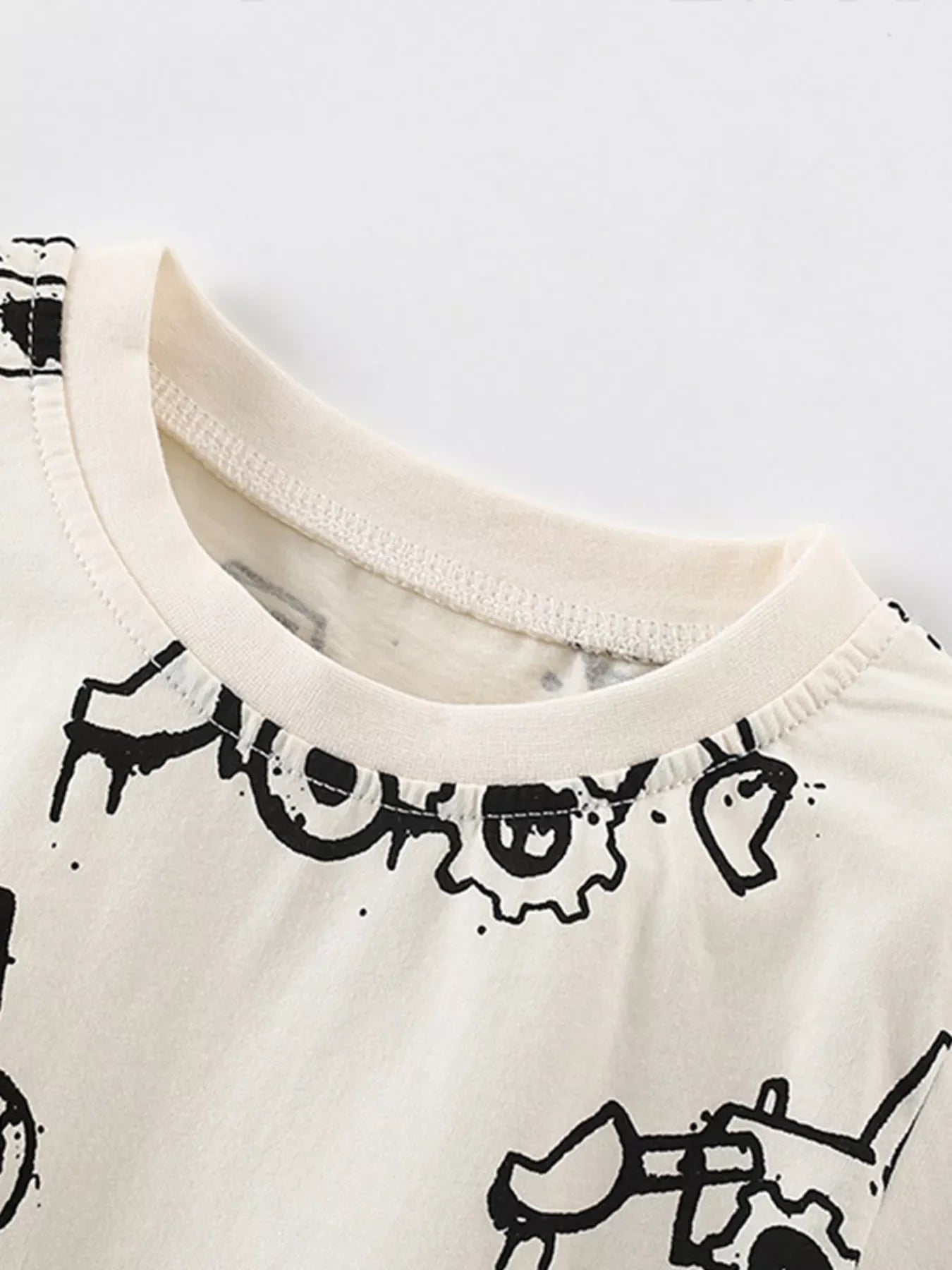 Children's Cartoon Excavator Print Short Sleeve T-Shirt