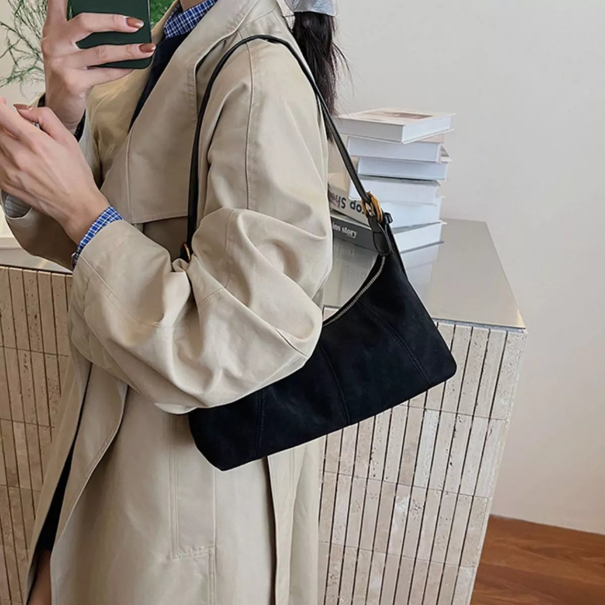 Lightweight Solid Color Shoulder Bag
