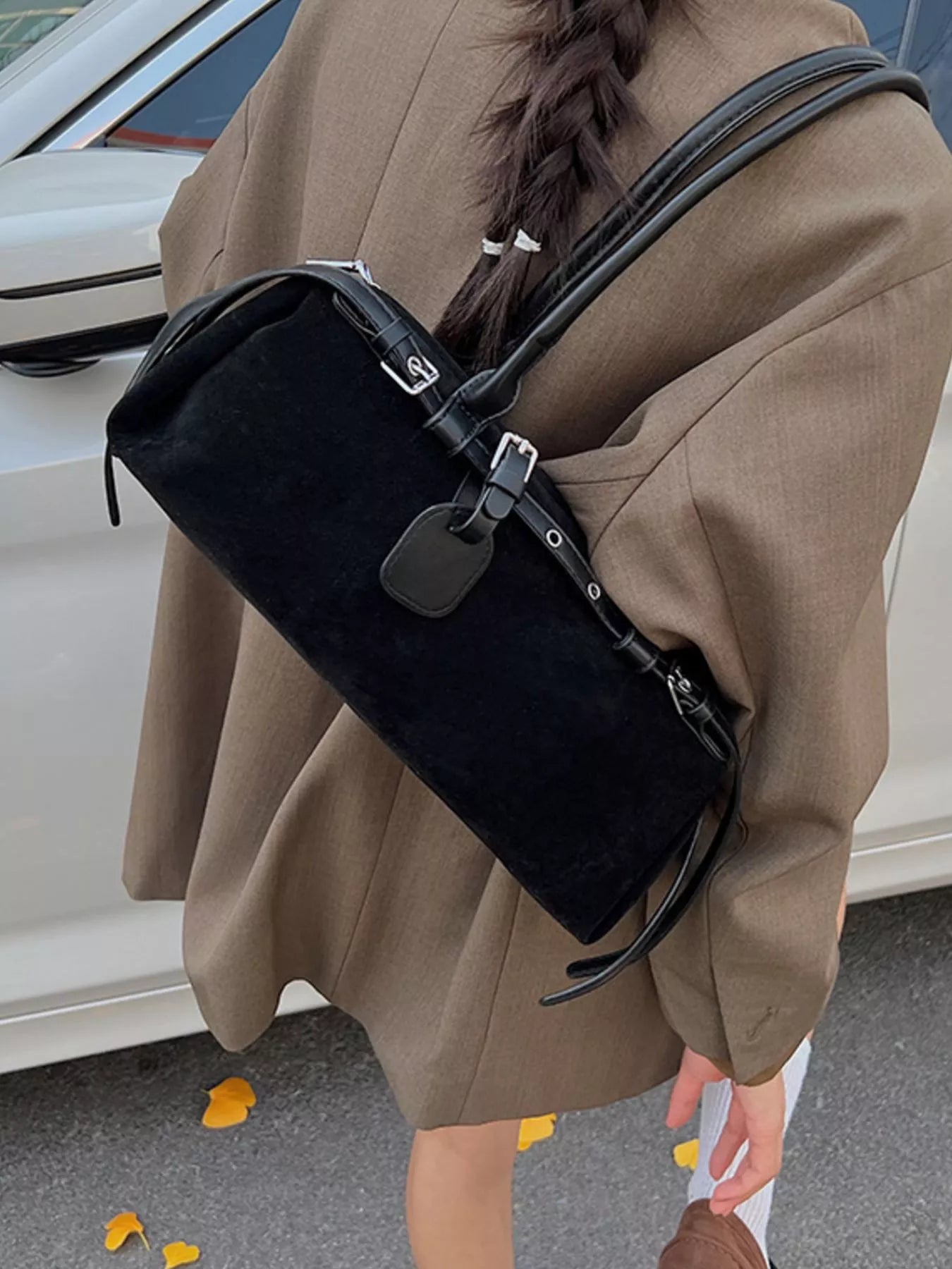 Buckle Decor Shoulder Bag