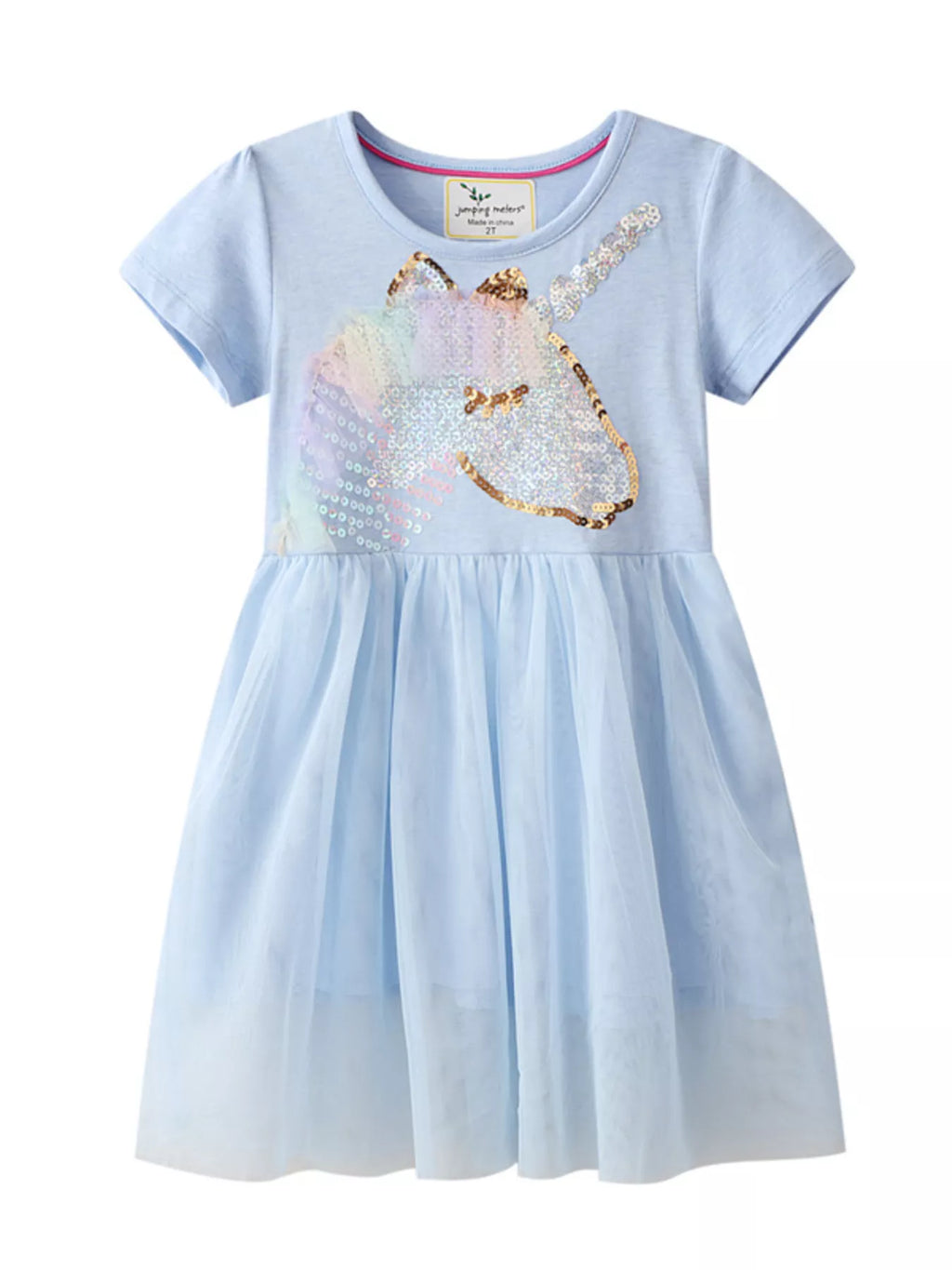 Children's Sequin Round Neck Tulle Dress