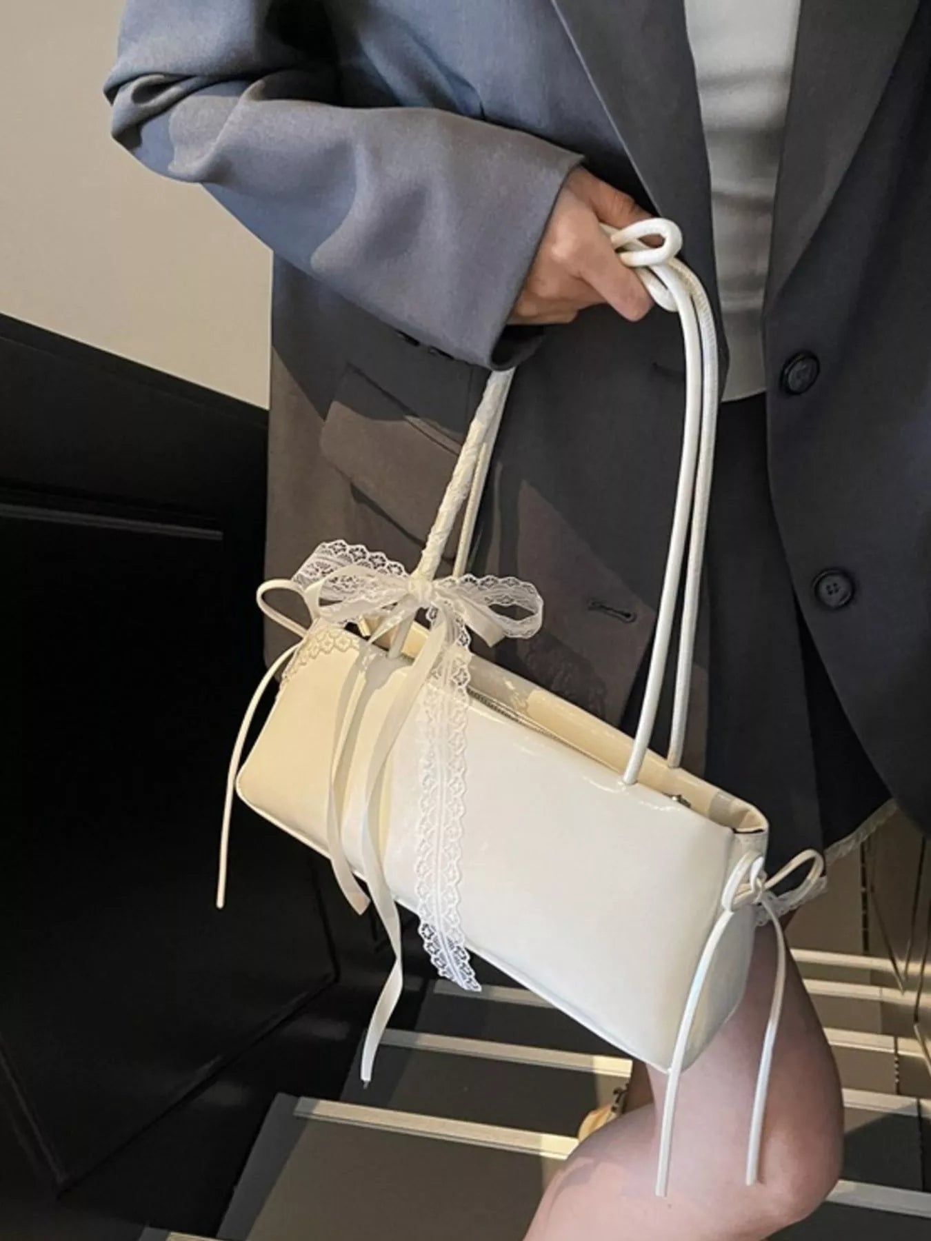 Lace Decor Shoulder Bag