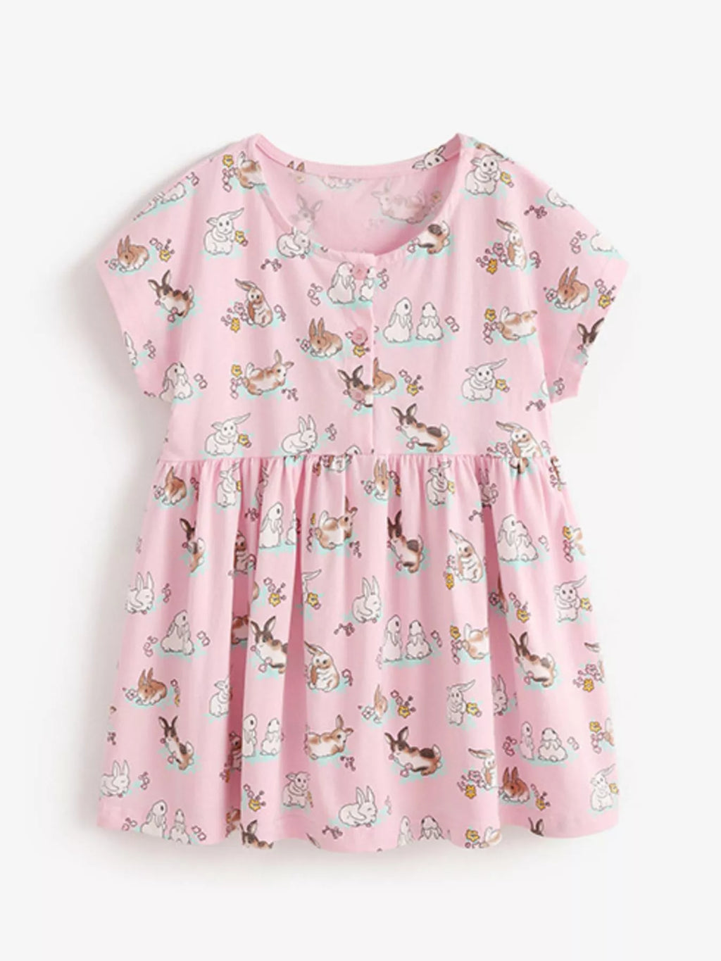 Children's Bunny Print Round Neck Casual Dress