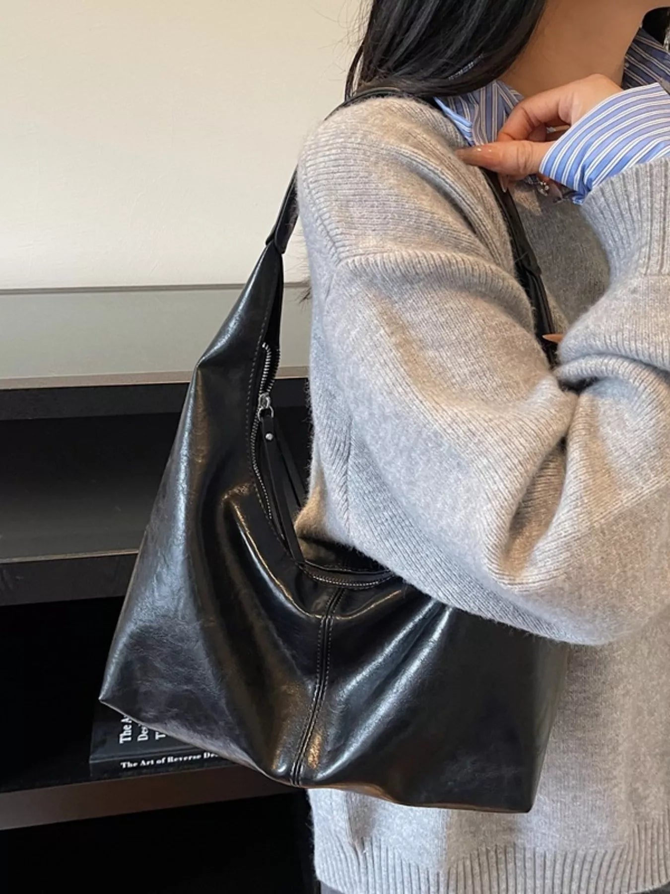 PU Leather Hobo Shoulder Bag