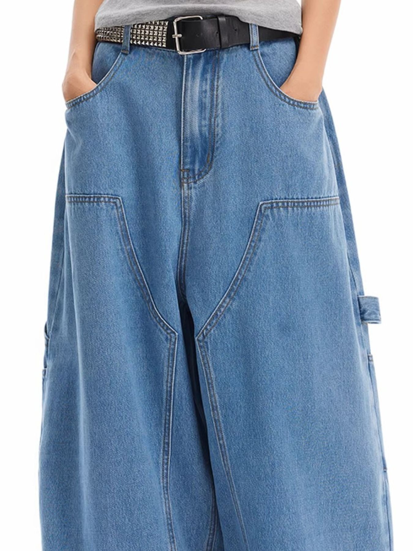 Men's Full Size Wide Leg Jeans with Pockets Plus Size