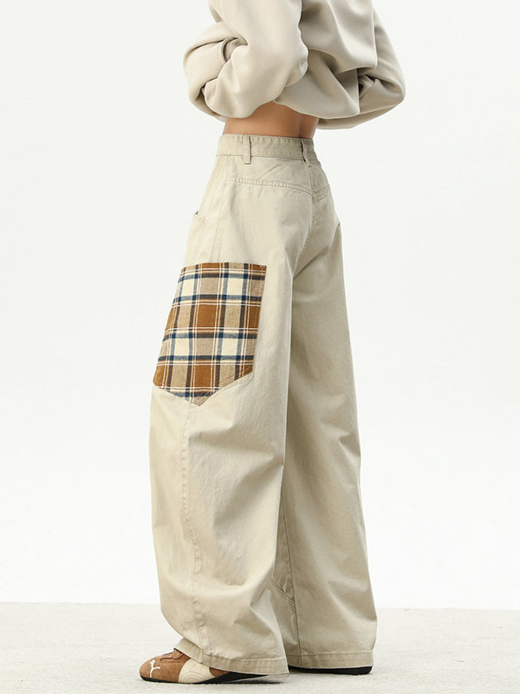 Men's Plus Size Plaid Pocket Wide Leg Pants