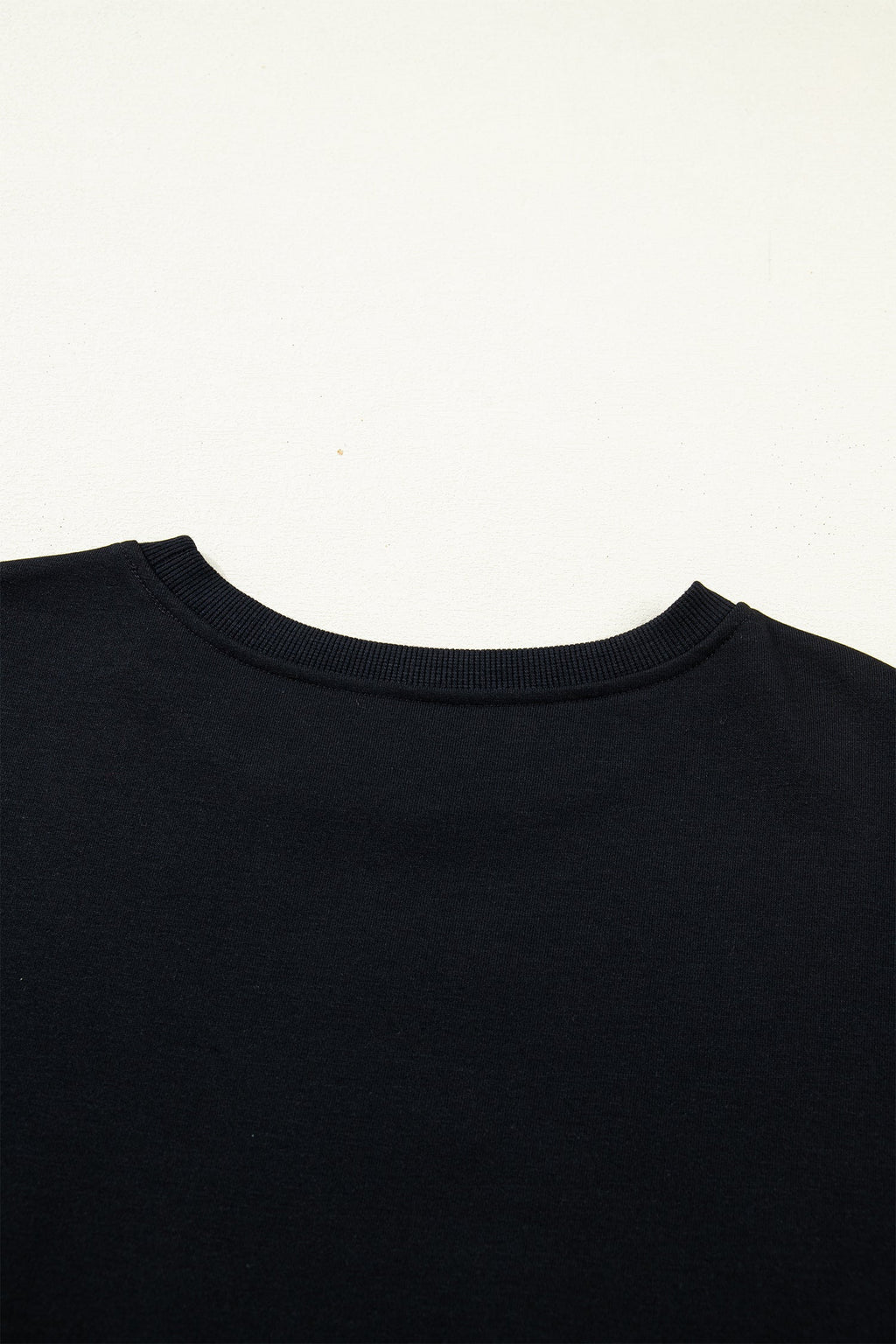 Black Solid Color Dropped Shoulder Long Sleeve Top