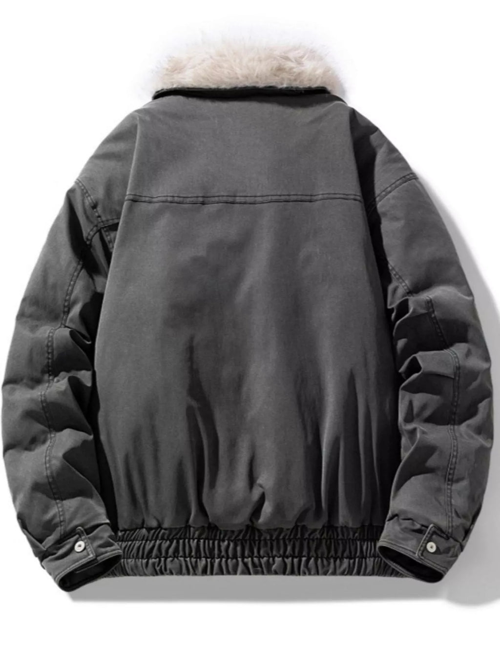 Men's Full Size Fur Collar Zip Up Bomber Jacket Plus Size
