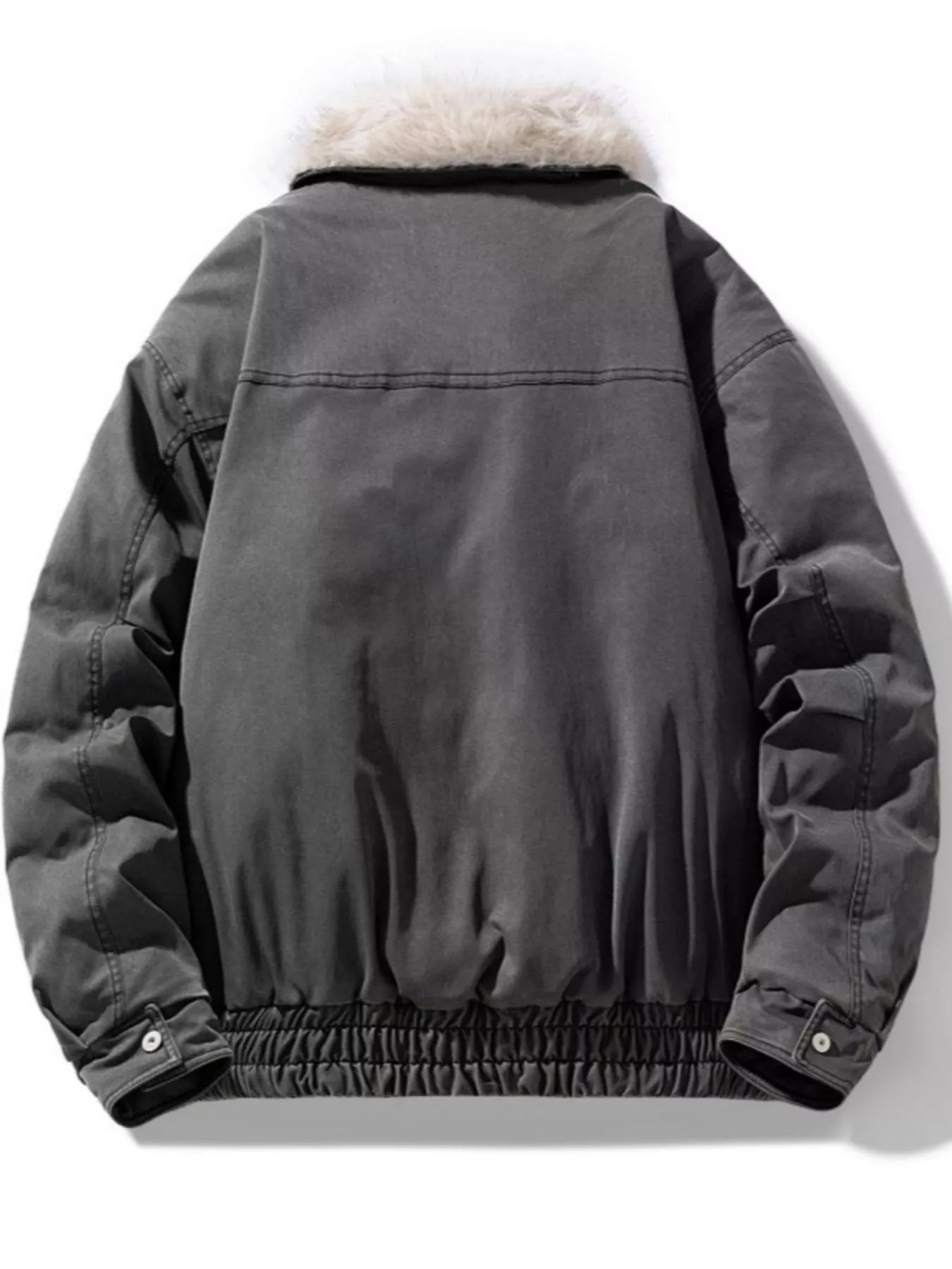 Men's Full Size Fur Collar Zip Up Bomber Jacket Plus Size