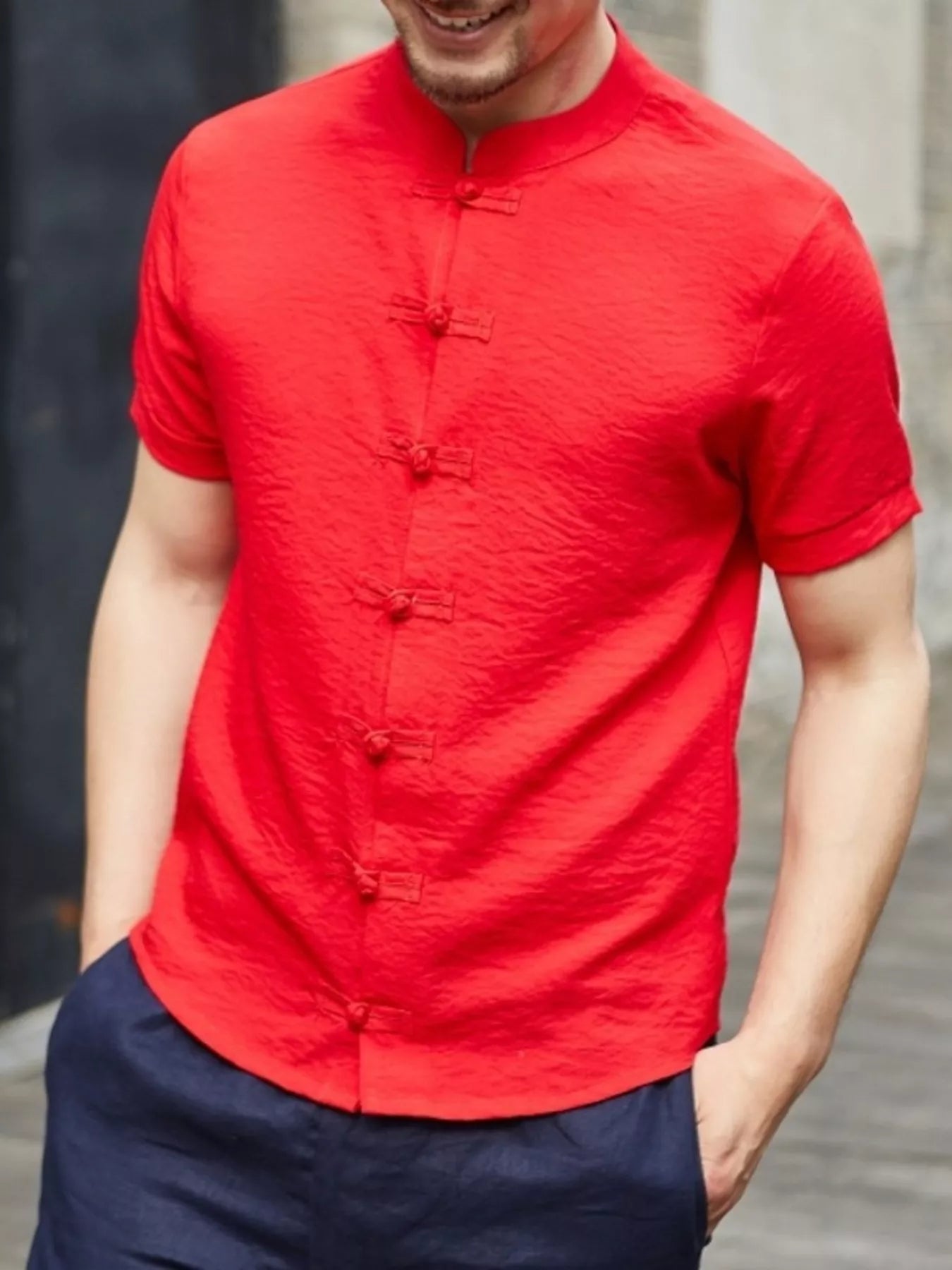 Men's Full Size Chinese Style Short Sleeve Shirt Plus Size
