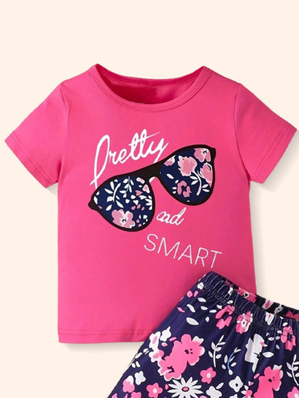Children's Short Sleeve Tee and Floral Shorts Set