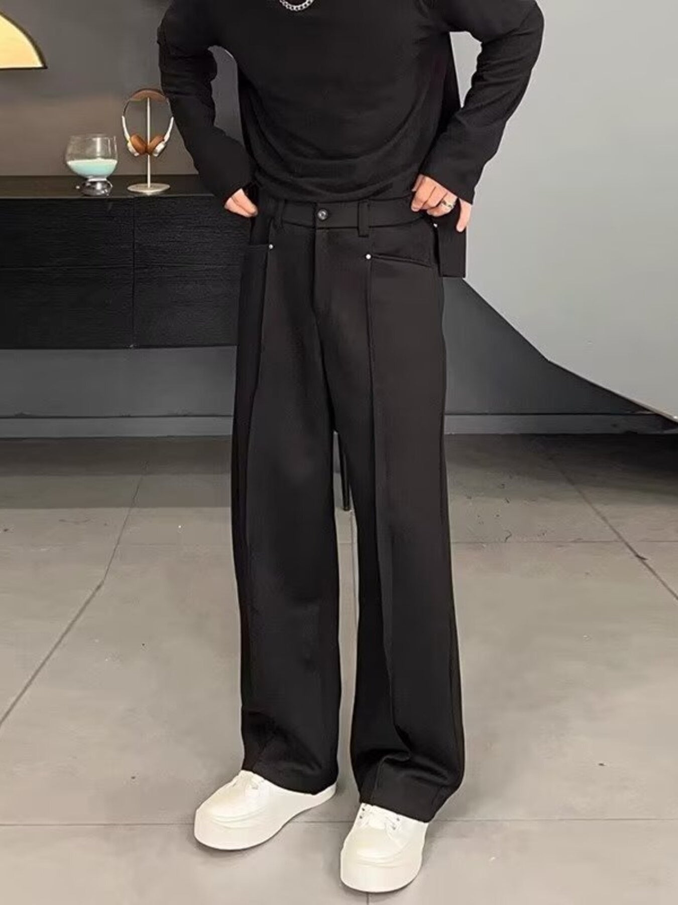 Men's Plus Size Wide Leg Pants