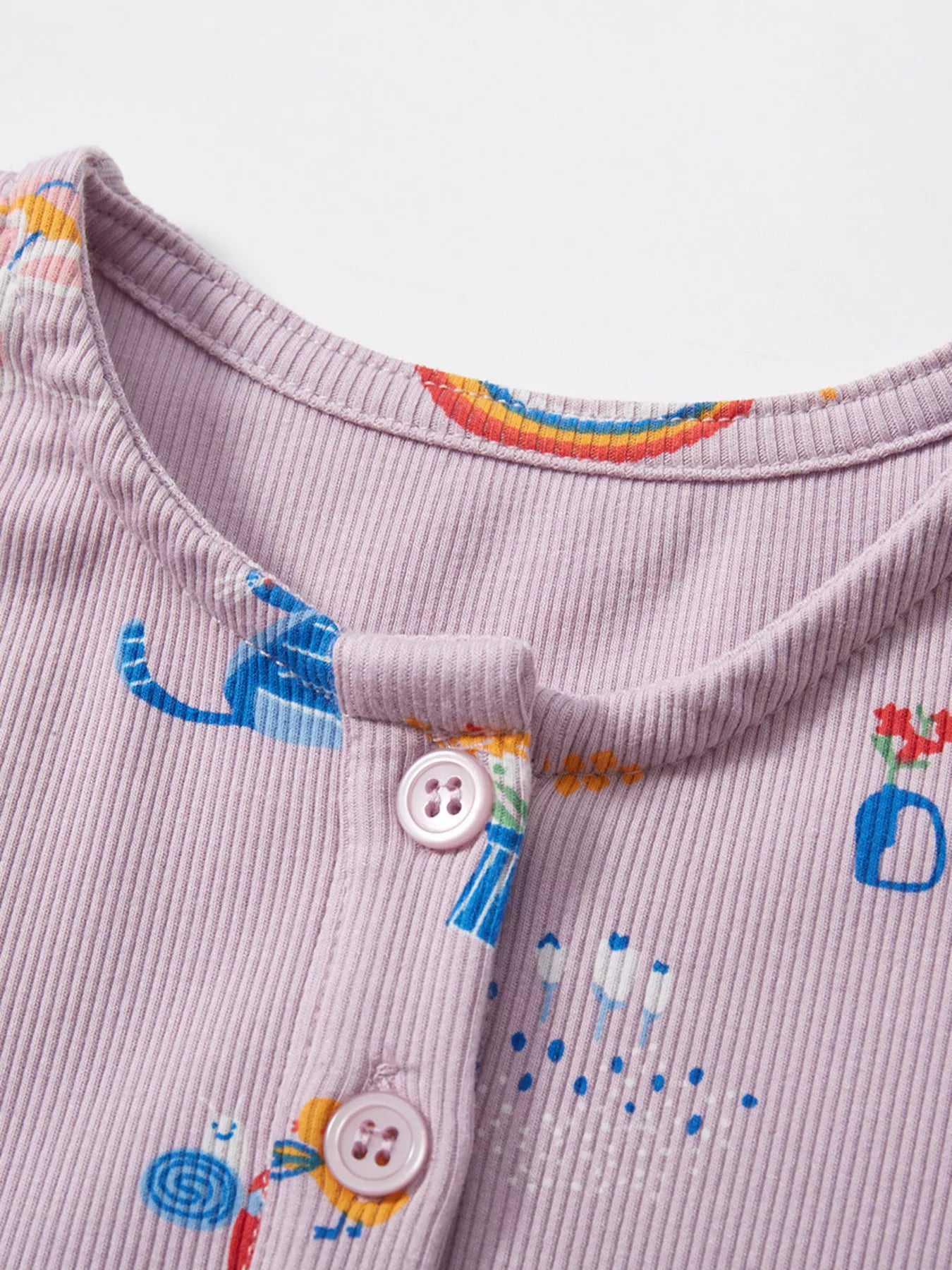 Children's Cartoon Print Button Front Casual Dress