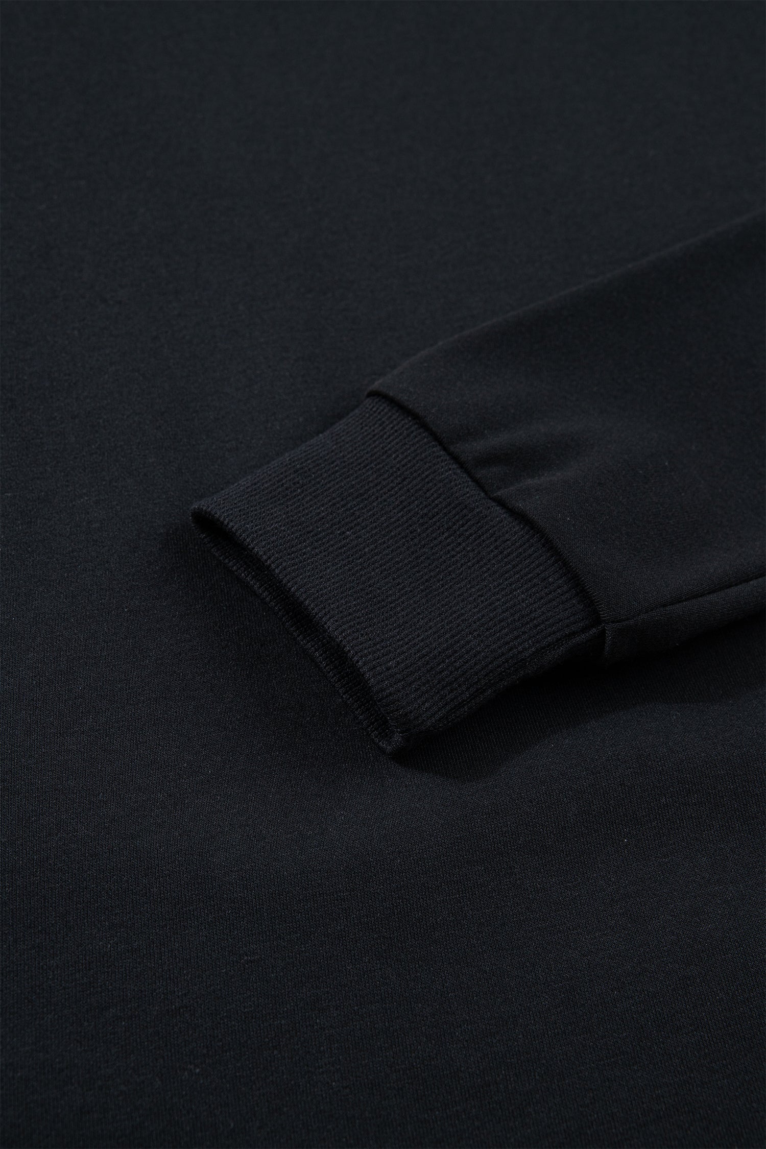 Black Solid Color Dropped Shoulder Long Sleeve Top