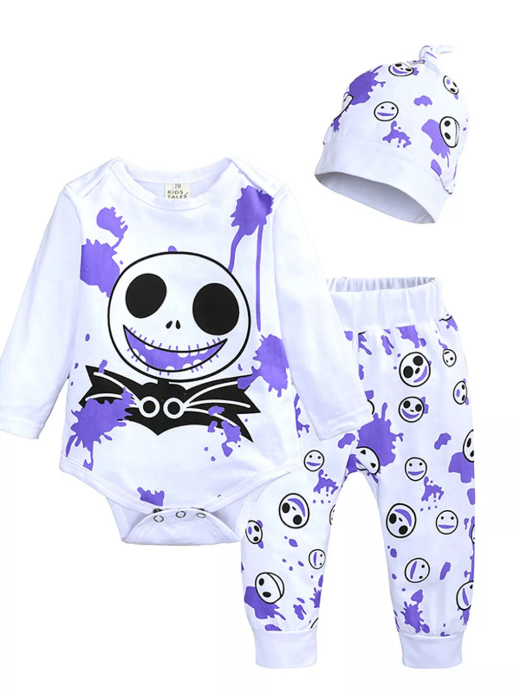 Children's Halloween Bodysuit and Pants Set with Hat