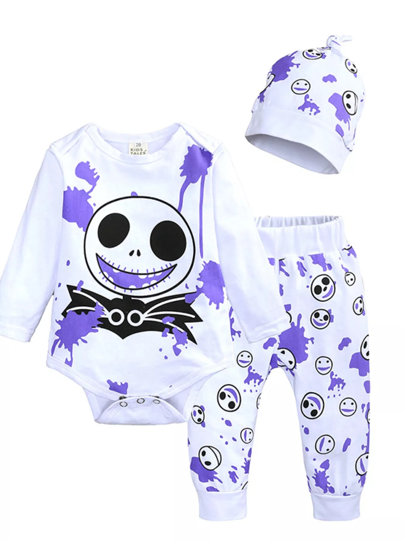 Children's Halloween Bodysuit and Pants Set with Hat