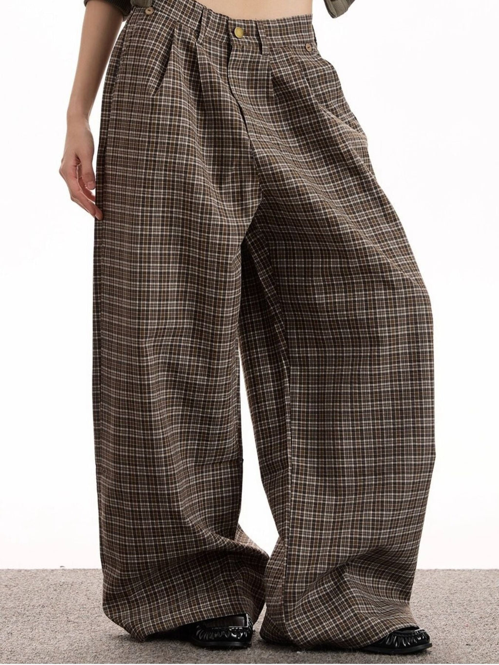 Men's Plus Size Plaid High-Waisted Wide Leg Shorts