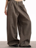 Men's Plus Size Plaid High-Waisted Wide Leg Shorts