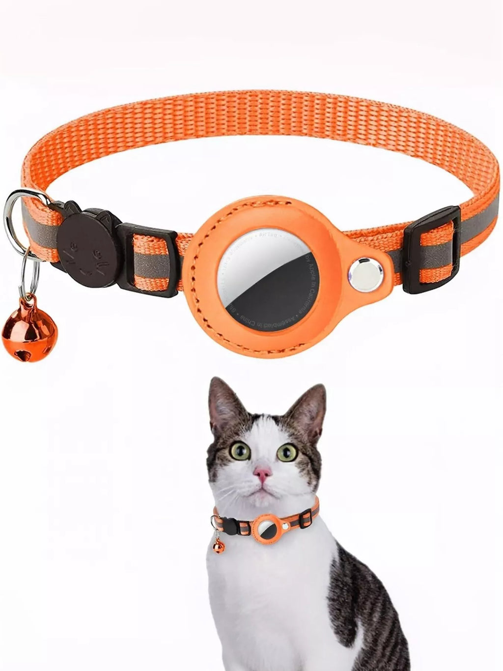 All Devices Airtag Reflective Pet Collar with Bell Anti-Lost Locator