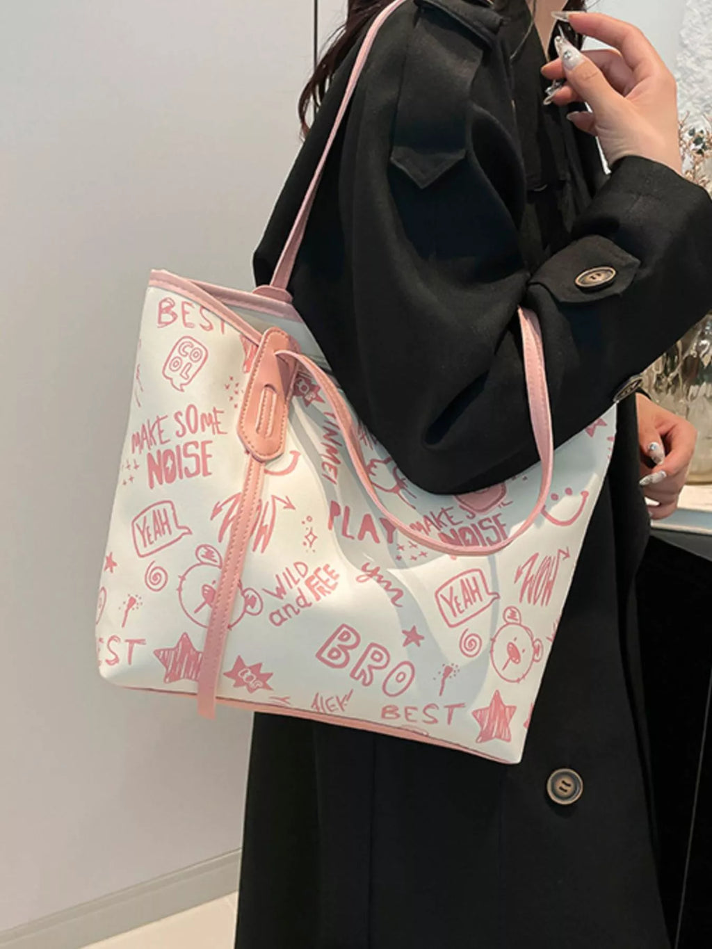 Graffiti Print Casual Tote Bag