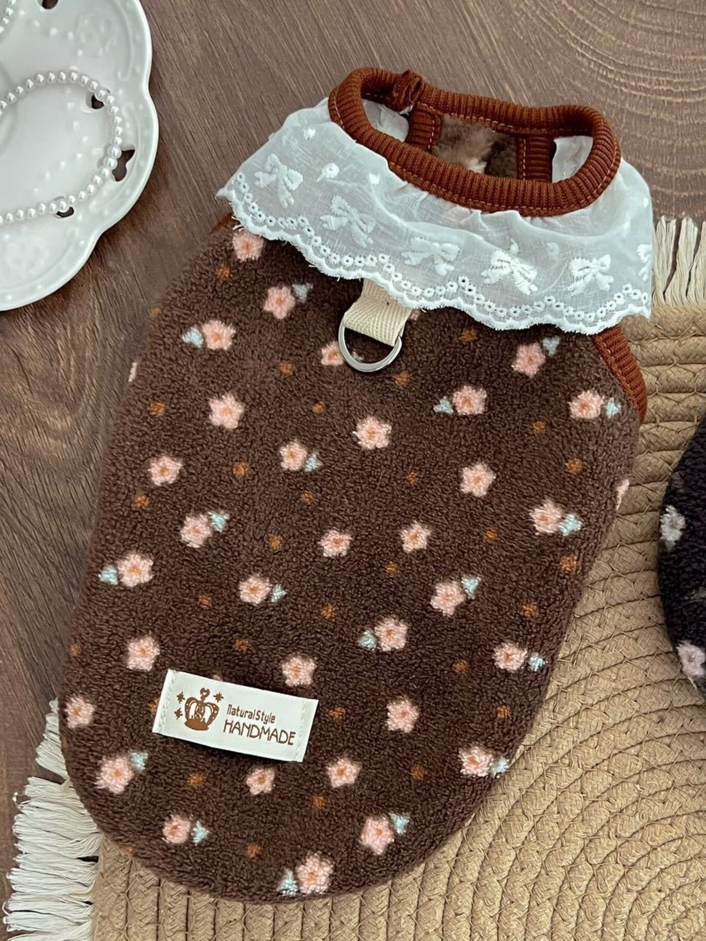 Fleece Pet Top with Lace Collar