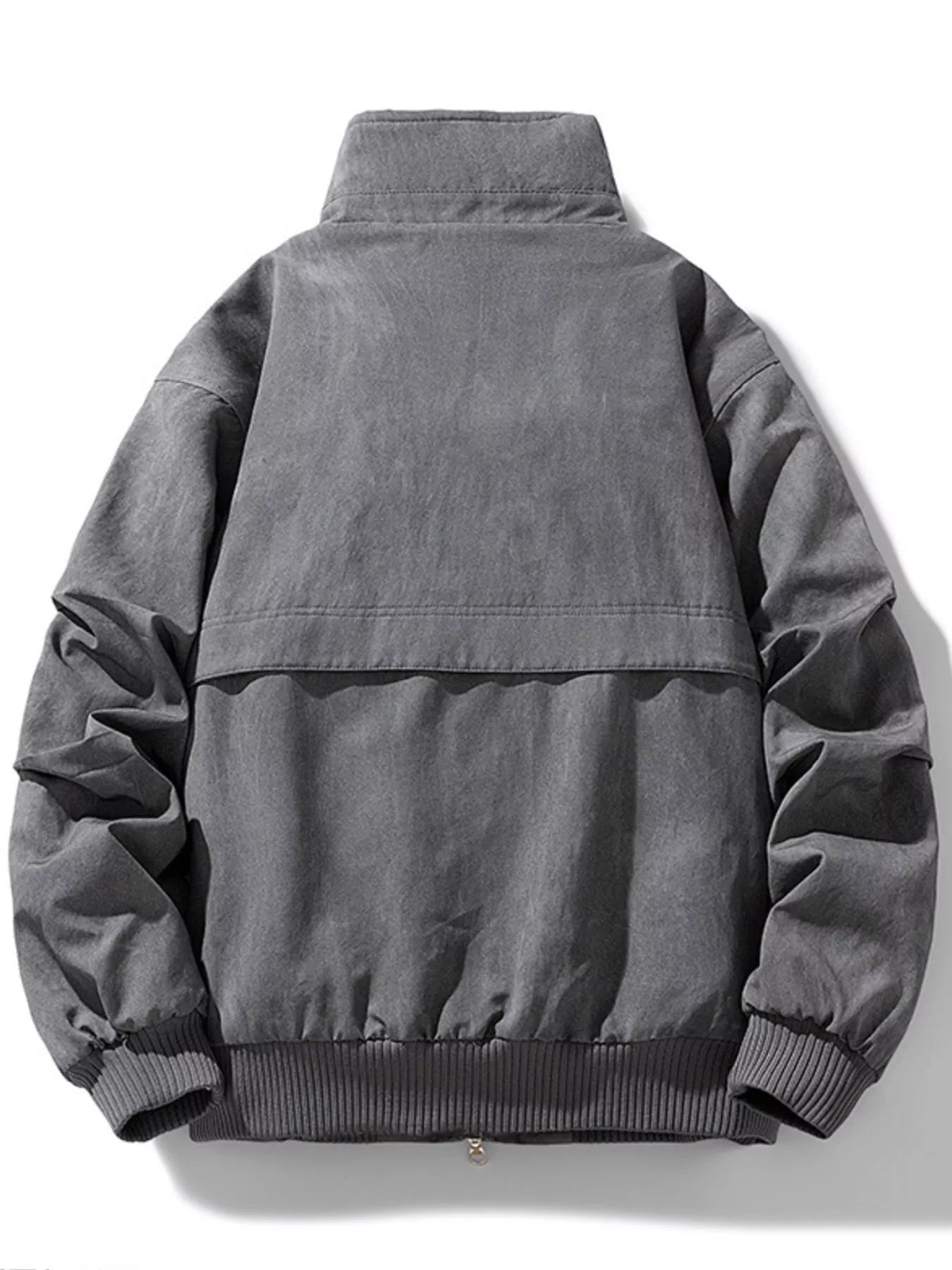Men's Plus Size Sherpa Lined Stand Collar Bomber Jacket