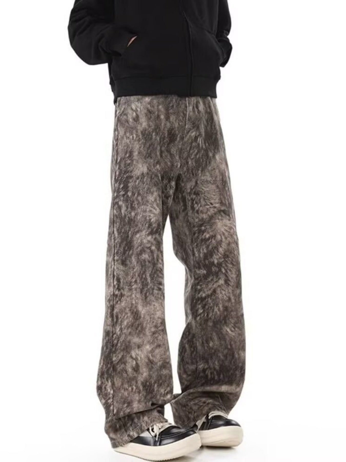 Men's Full Size Abstract Print Wide Leg Jeans Plus Size