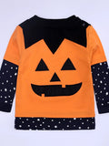 Children's Halloween Pumpkin Face Long Sleeve 4-Piece Set