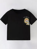Children's Summer Sun & Wave Graphic Short Sleeve T-Shirt