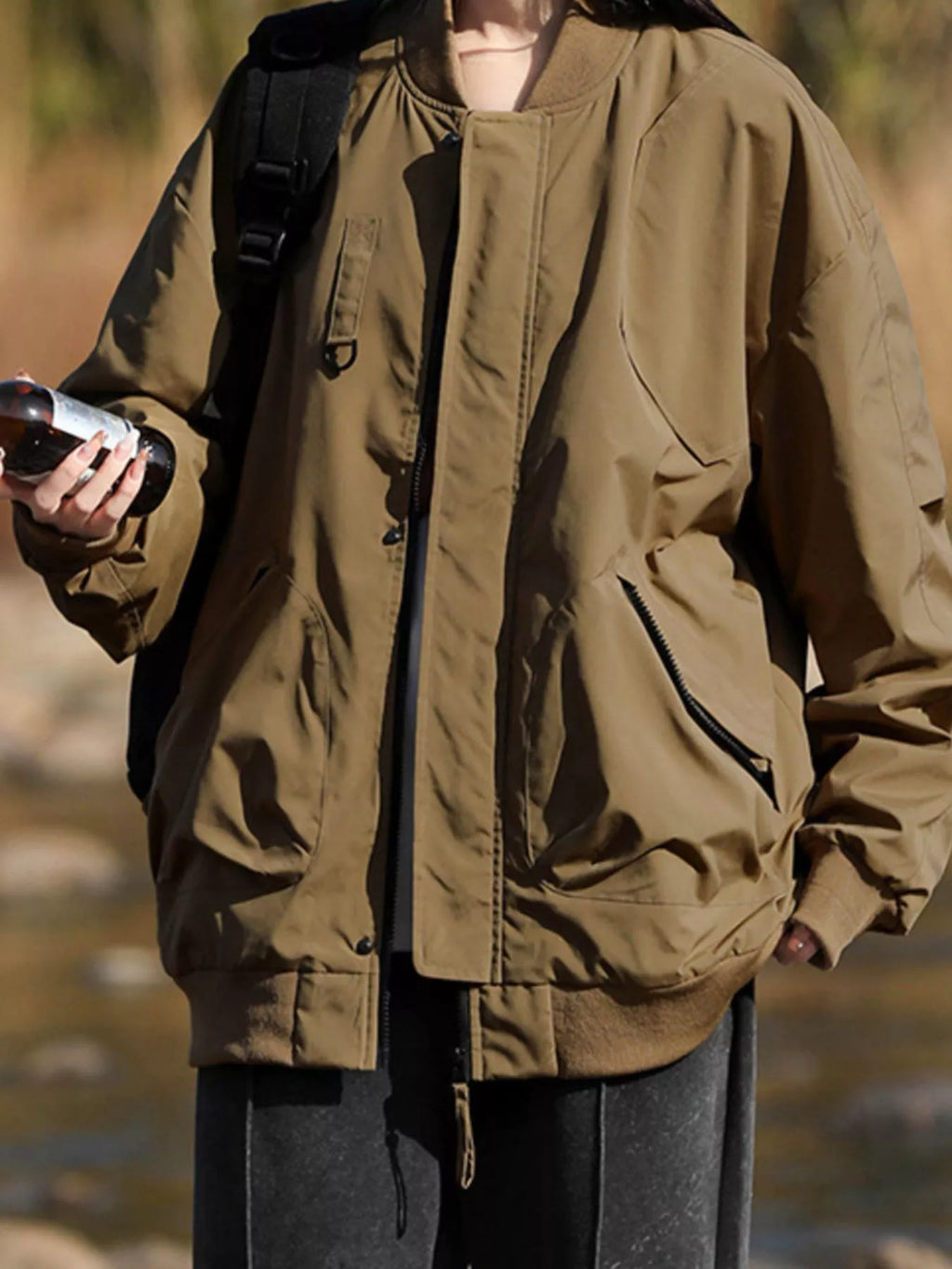 Men's Plus Size Casual Loose Fit Zip Up Jacket