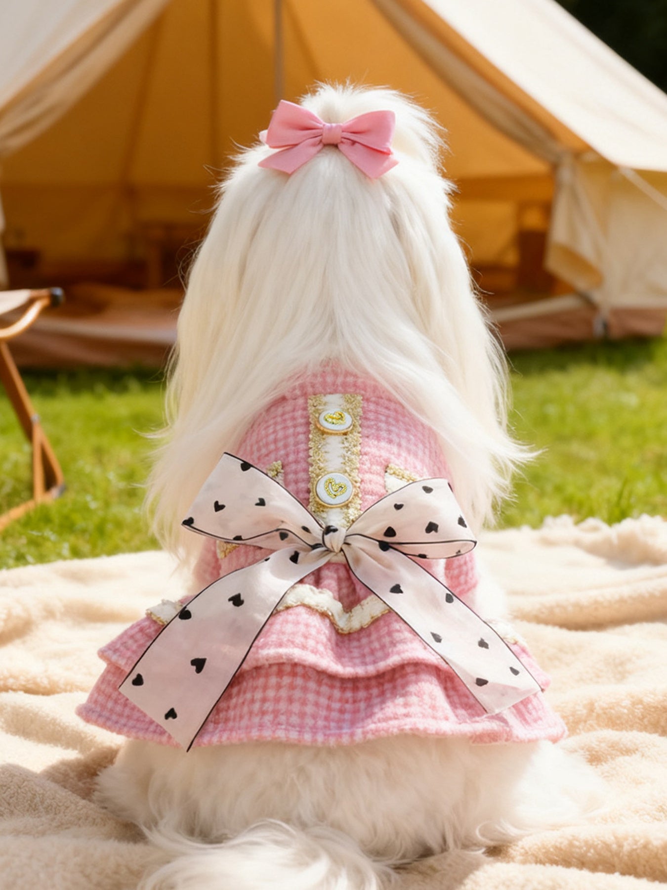 Plaid Ruffle Pet Dress with Bow