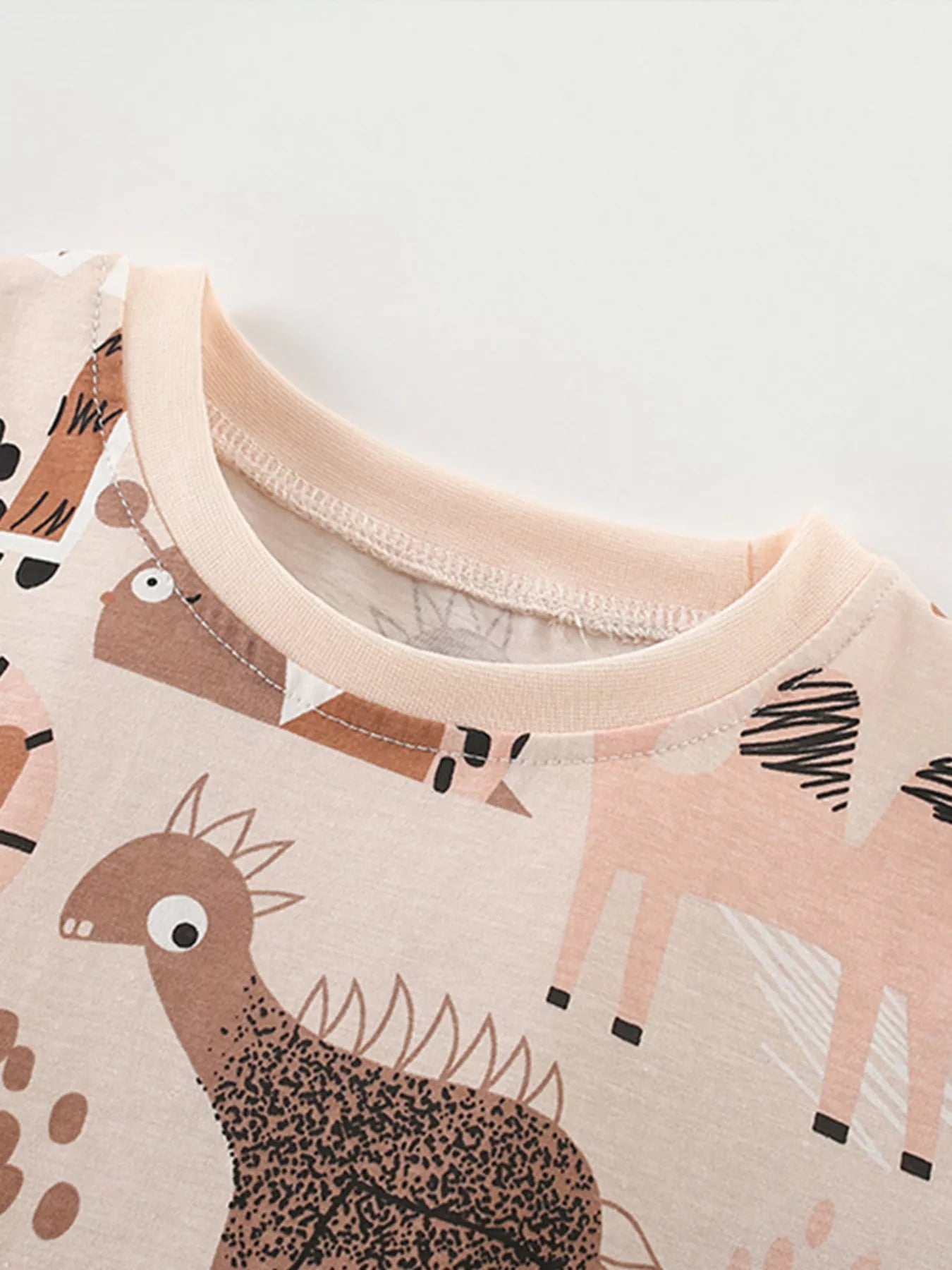 Children's Animal Print Round Neck Tee and Shorts Set