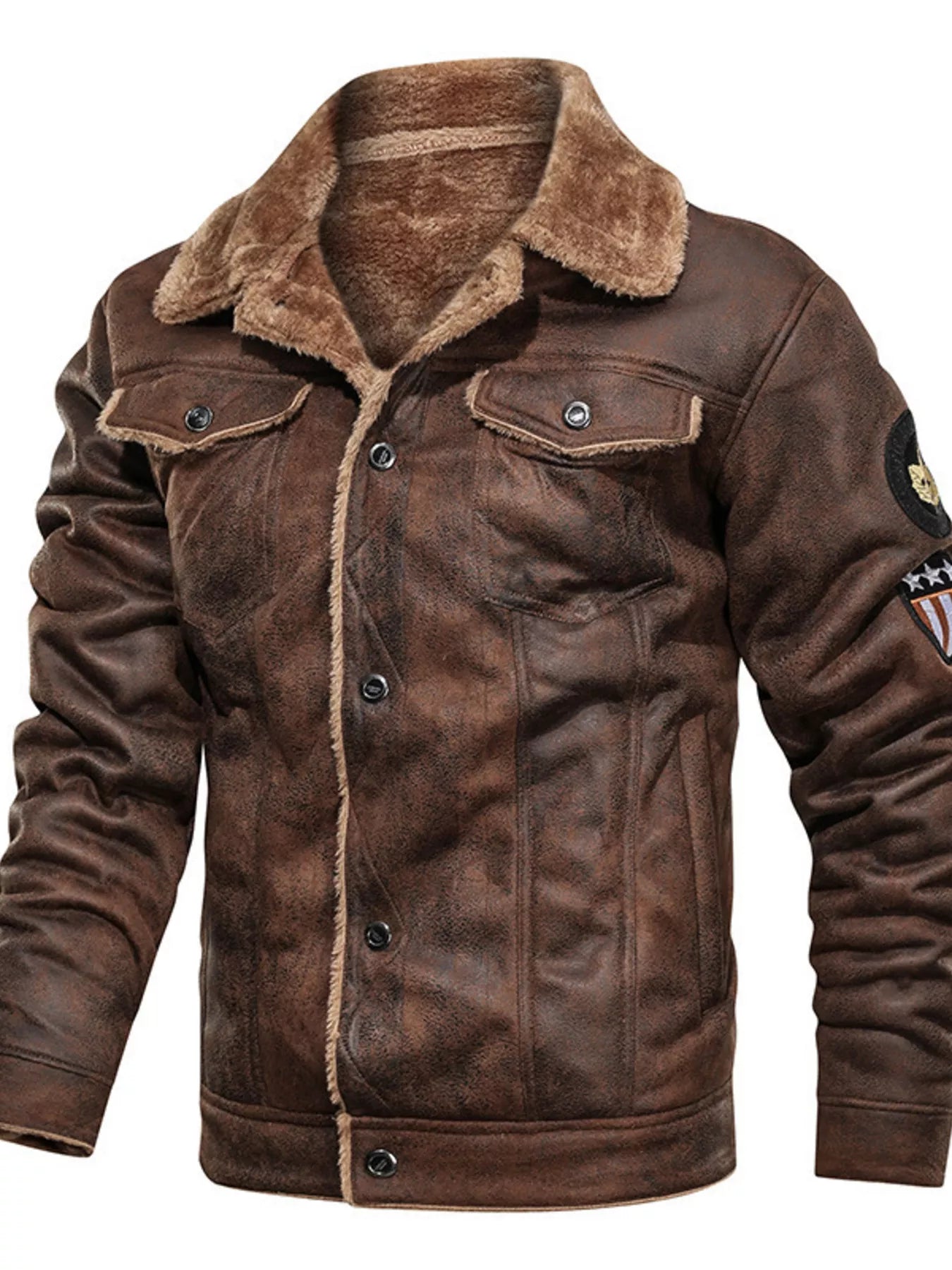 Men's Plus Size Sherpa Lined Button Up Jacket