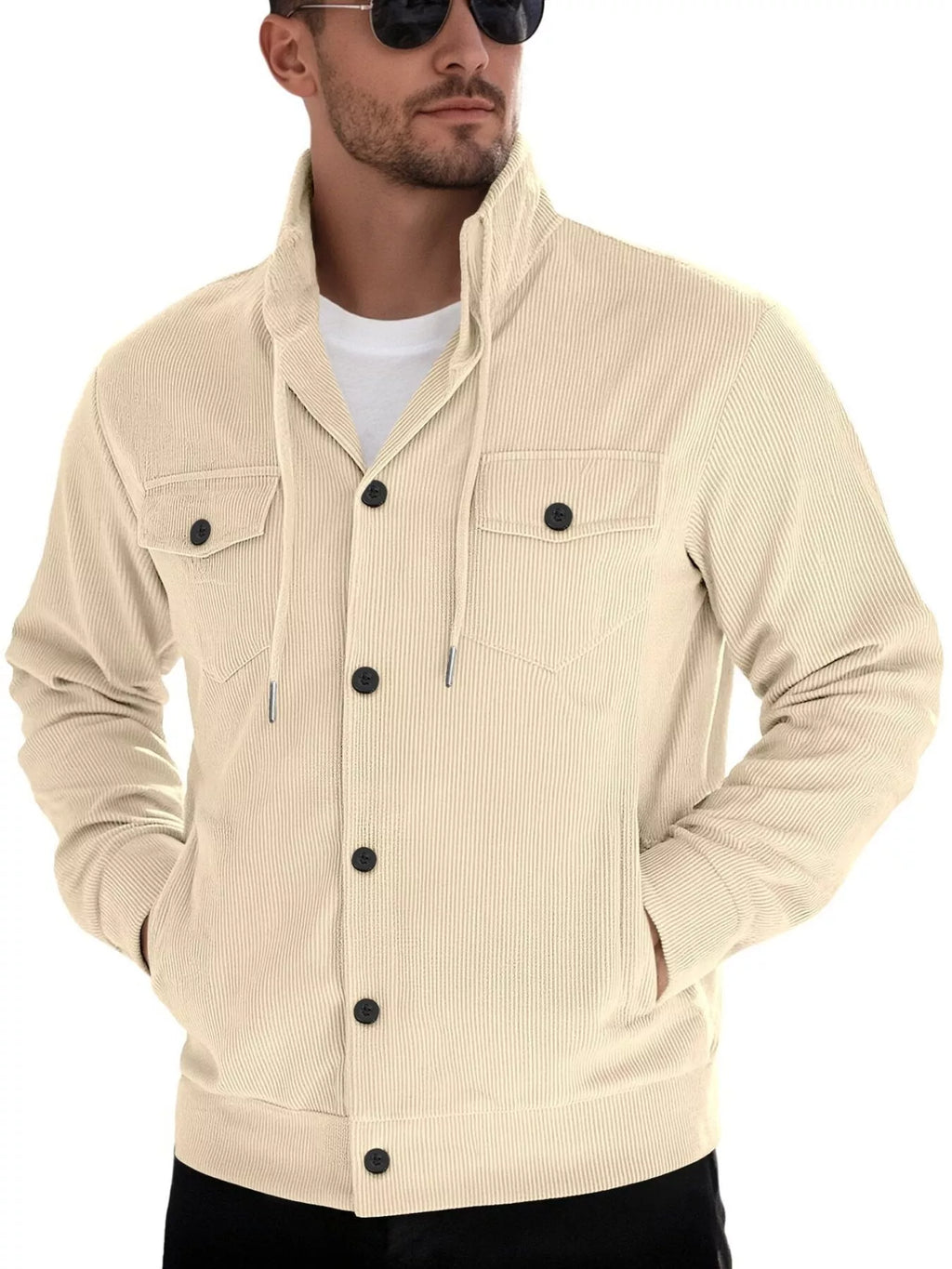 Men's Full Size Casual Corduroy Button-Down Jacket Plus Size