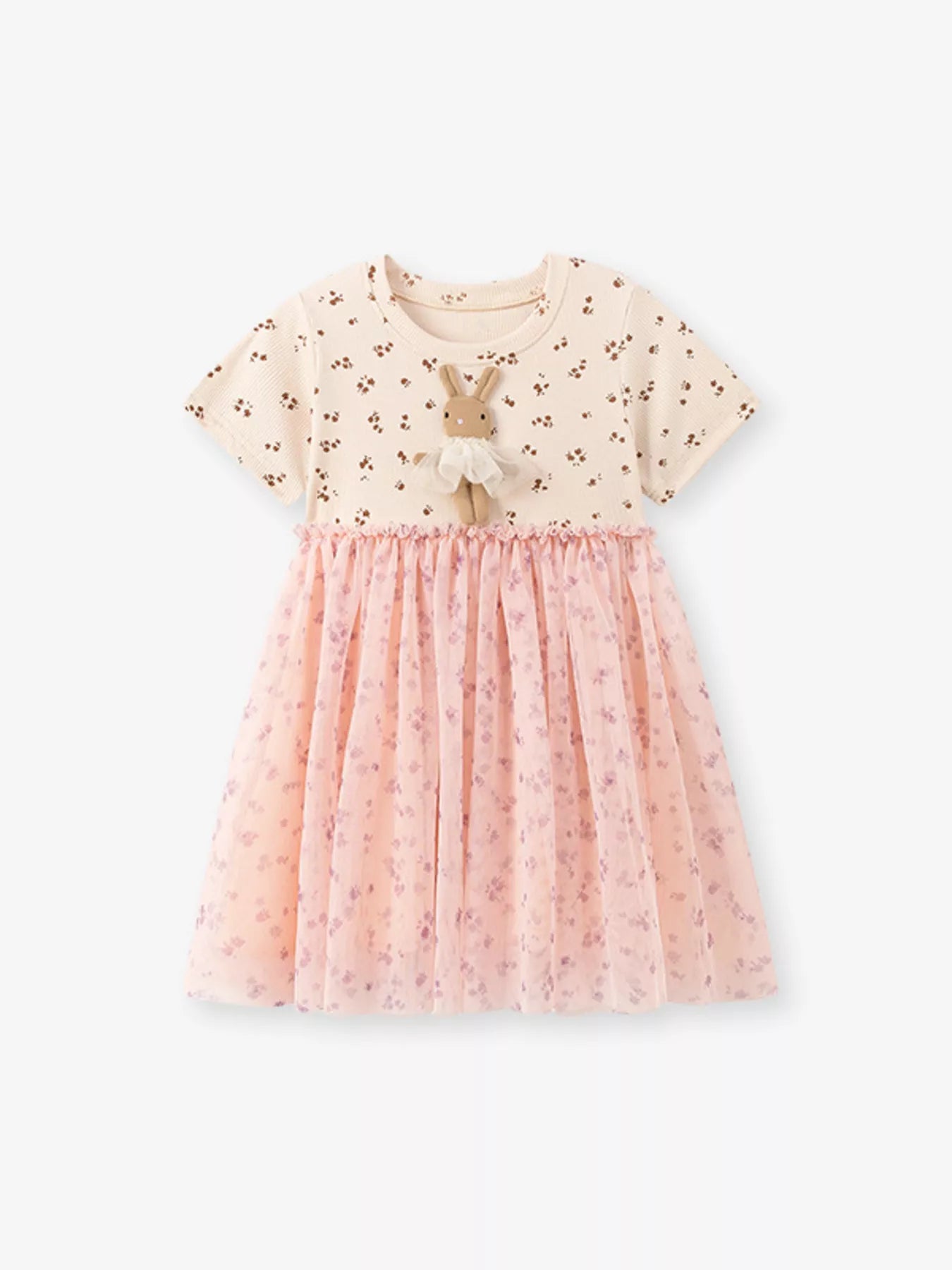 Children's Floral Bunny Applique Tulle Dress