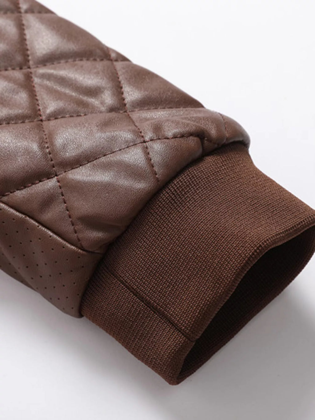 Men's Plus Size Quilted Faux Leather Bomber Jacket
