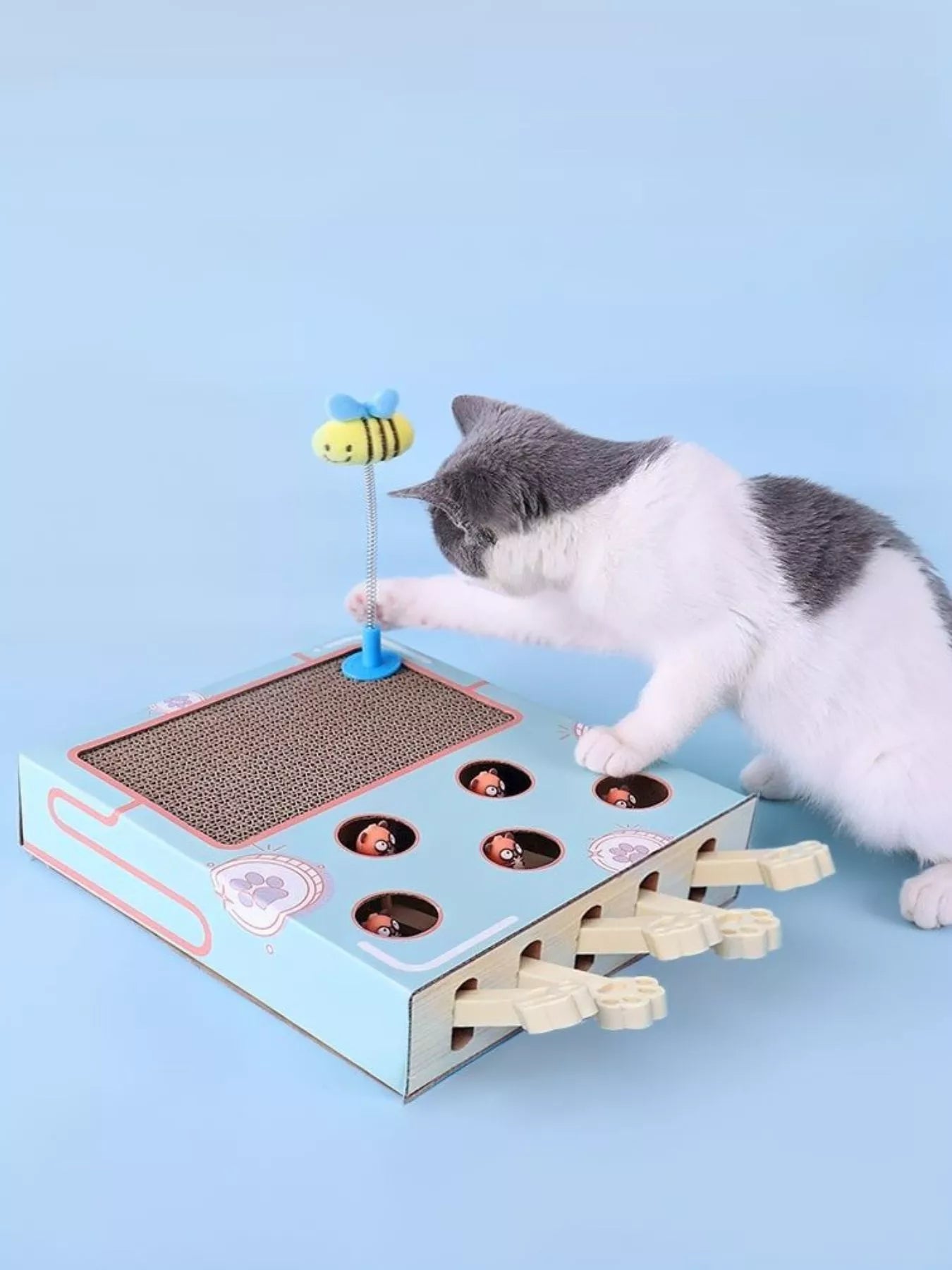 Interactive Whack-A-Mole Cat Toy Box