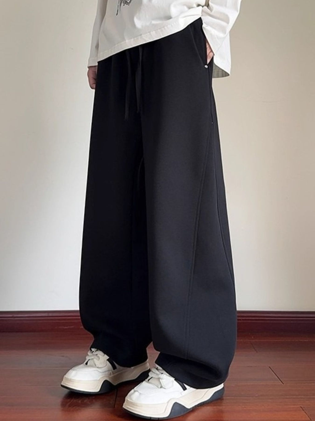 Men's Plus Size Drawstring Wide Leg Pants