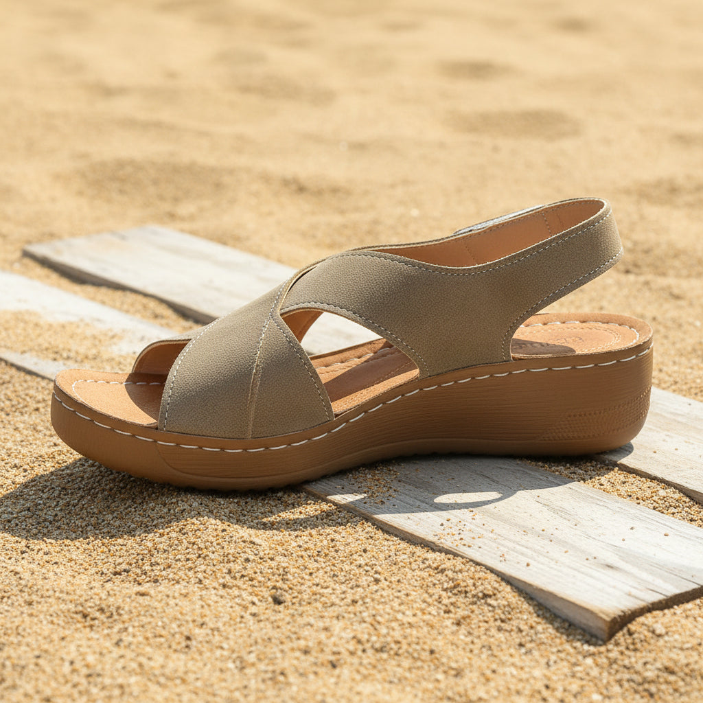 Women's Platform Roman Sandals | Open Toe Velcro Beach Sandals