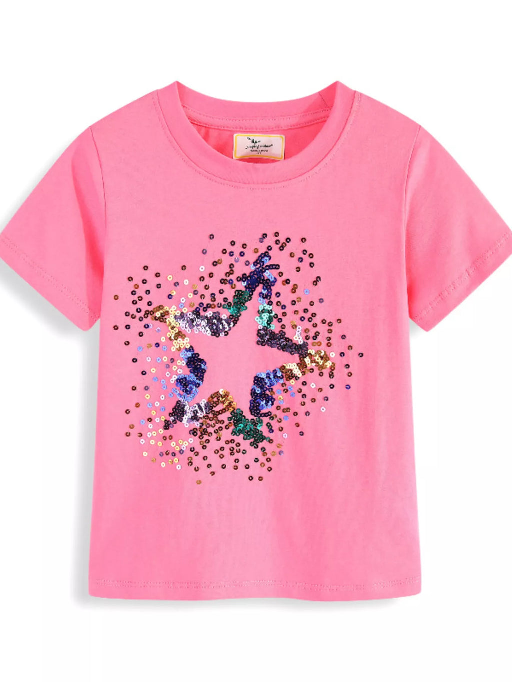 Children's Star Sequin Round Neck Tee