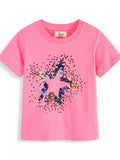 Children's Star Sequin Round Neck Tee