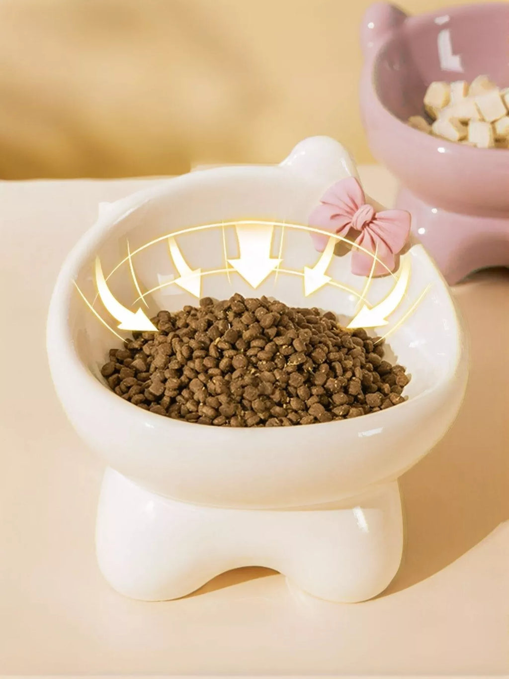 Ceramic Pet Bowl with Bowknot