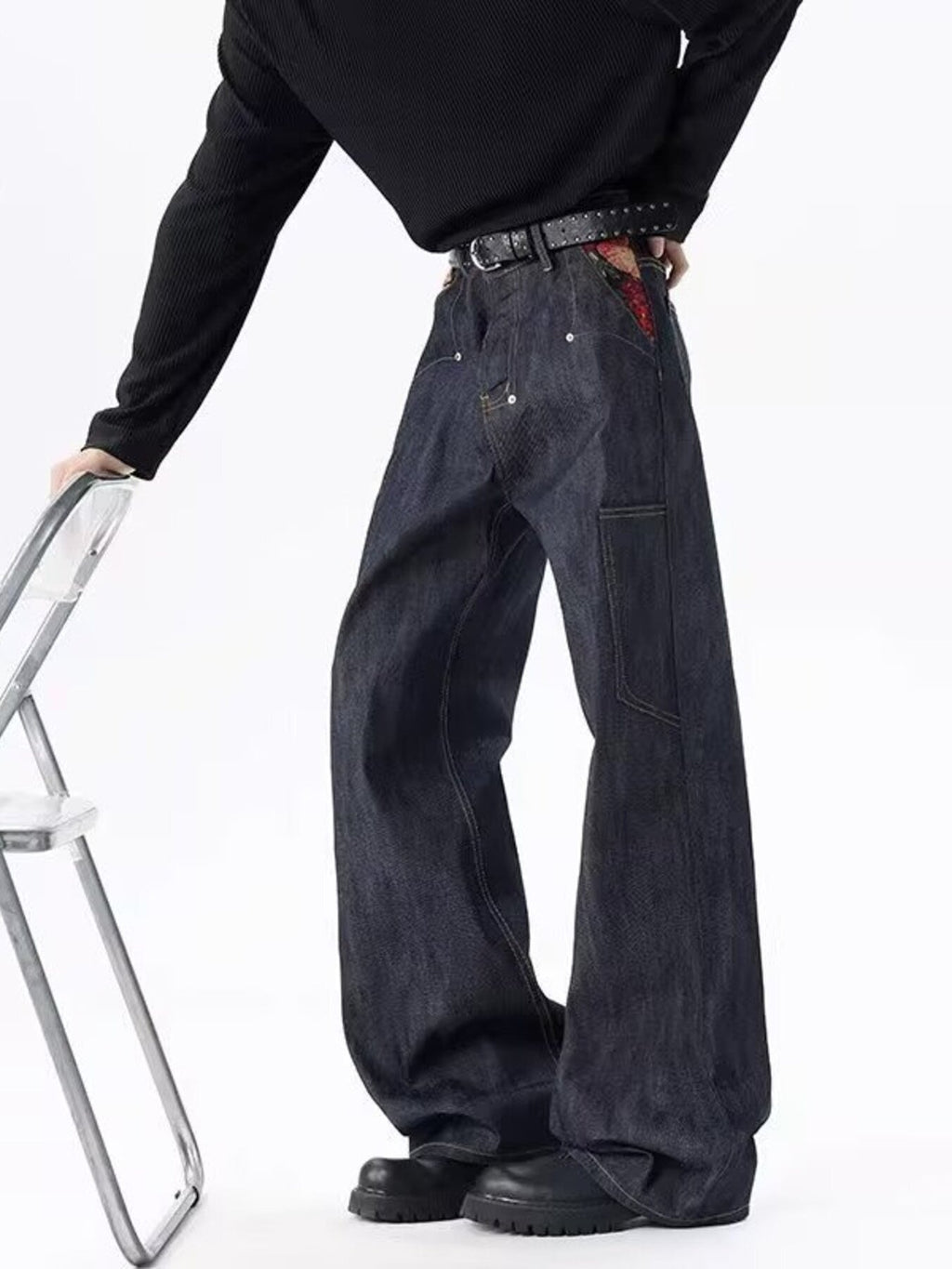 Men's Full Size Wide Leg Wash Jeans Plus Size